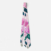 Girly roze bloemen en luipaard dierenprint stropdas (Achterkant)