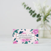 Girly roze bloemen en luipaard dierenprint visitekaartje (Staand voorkant)