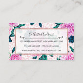 Girly roze bloemen en luipaard dierenprint visitekaartje (Achterkant)
