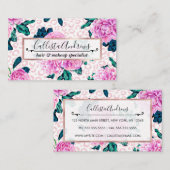 Girly roze bloemen en luipaard dierenprint visitekaartje (Voorkant / Achterkant)
