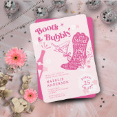 Girly Roze Bloemen Laarzen & Bubbly Vrijgezellenfe Kaart