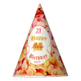 Girly Roze Bloemen Modern 21ste Verjaardag Papier Feesthoedjes