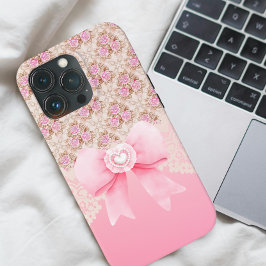 Girly Roze Bloemen Naadloze Patroon Rozen Case-Mate iPhone Case