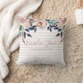 Girly Roze Bloemen Pasgeboren Baby Gepersonaliseer Kussen (Deken)