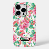 Girly roze bloemen patroon monogram Case-Mate iPhone case (Achterkant)