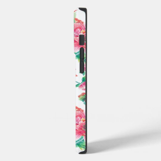 Girly roze bloemen patroon monogram Case-Mate iPhone case (Achterkant / Links)