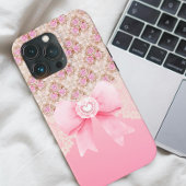 Girly  Roze Bloemen Rozen lint en kant Case-Mate iPhone Case
