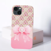 Girly  Roze Bloemen Rozen lint en kant Case-Mate iPhone Case