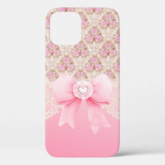 Girly  Roze Bloemen Rozen lint en kant Case-Mate iPhone Case (Achterkant)
