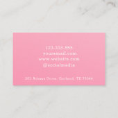 Girly  Roze Bloemen Rozen lint en kant Visitekaartje (Achterkant)