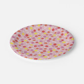 Girly roze bloemenpatroon papieren bordje (Gekanteld)