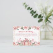 Girly roze bloemige pompoenluiers voor Baby shower Informatiekaartje (Staand voorkant)