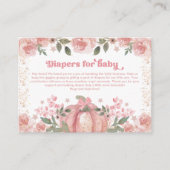 Girly roze bloemige pompoenluiers voor Baby shower Informatiekaartje (Voorkant)
