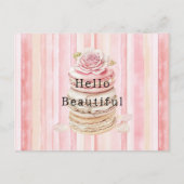 Girly Roze Blush Witte Strepen Macarons Briefkaart (Voorkant)