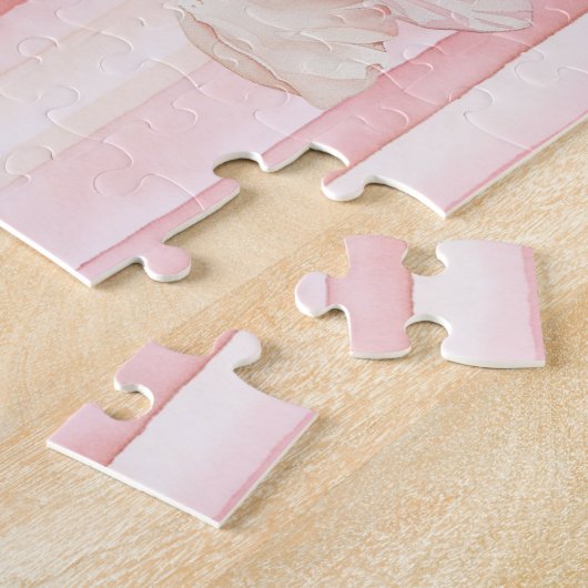Girly Roze Blush Witte Strepen Macarons Legpuzzel (Zijkant)