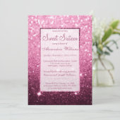 Girly roze bordeaux faux glitter bokeh Sweet 16 Kaart (Staand voorkant)