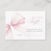 Girly Roze Bow Baby shower Luier Raffle Informatiekaartje (Voorkant)