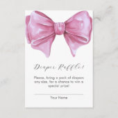 Girly Roze Bow Baby shower Luier Raffle Informatiekaartje (Voorkant)