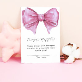 Girly Roze Bow Baby shower Luier Raffle Informatiekaartje