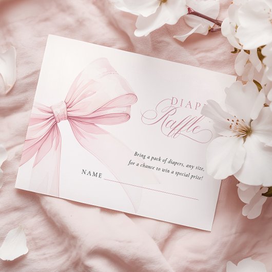 Girly Roze Bow Baby shower Luier Raffle Informatiekaartje