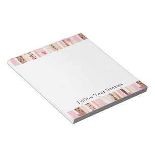 Girly Roze Bruin Luipaard Print Harten Strepen Notitieblok