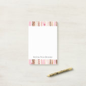 Girly Roze Bruin Luipaard Print Harten Strepen Post-it® Notes (Op bureau)