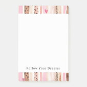 Girly Roze Bruin Luipaard Print Harten Strepen Post-it® Notes (Voorkant)