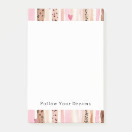 Girly Roze Bruin Luipaard Print Harten Strepen Post-it® Notes