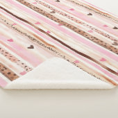 Girly Roze Bruin Luipaard Print Harten Strepen Sherpa Deken (3/4)