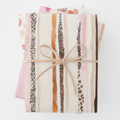 Girly Roze Bruin Luipaard Print Harten Verjaardag Inpakpapier Vel (In situ)