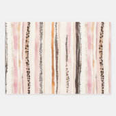 Girly Roze Bruin Luipaard Print Harten Verjaardag Inpakpapier Vel (Voorkant)