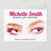 Girly Roze Bruine Waterverf Oog Make-up Artiest Briefkaart (Voorkant)