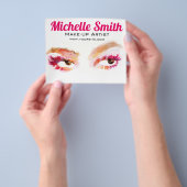 Girly Roze Bruine Waterverf Oog Make-up Artiest Flyer (Hand)