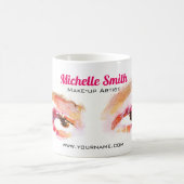 Girly Roze Bruine Waterverf Oog Make-up Artiest Koffiemok (Center)