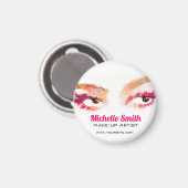 Girly Roze Bruine Waterverf Oog Make-up Artiest Magneet (Voorkant / Achterkant)