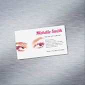 Girly Roze Bruine Waterverf Oog Make-up Artiest Magnetisch Visitekaartje (Voorbeeld)
