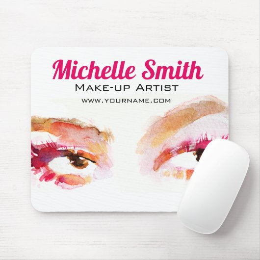 Girly Roze Bruine Waterverf Oog Make-up Artiest Muismat (Met muis)