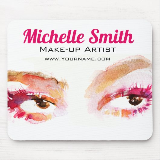 Girly Roze Bruine Waterverf Oog Make-up Artiest Muismat (Voorkant)