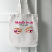 Girly Roze Bruine Waterverf Oog Make-up Artiest Tote Bag