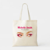 Girly Roze Bruine Waterverf Oog Make-up Artiest Tote Bag (Achterkant)