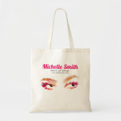 Girly Roze Bruine Waterverf Oog Make-up Artiest Tote Bag (Voorkant)