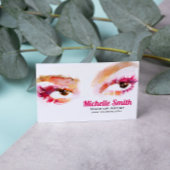 Girly Roze Bruine Waterverf Oog Make-up Artiest Visitekaartje