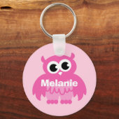 Girly roze cartoon sleutelhanger met naam (Voorkant)