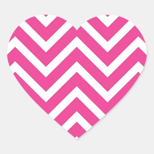 Girly roze Chevron Patroon Hart Sticker (Voorkant)