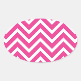 Girly roze Chevron Patroon Ovale Sticker