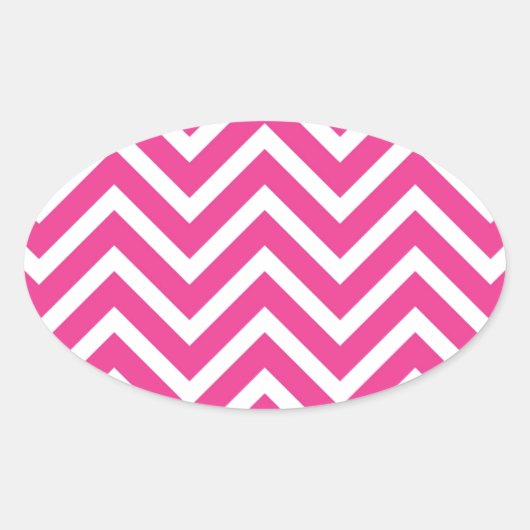 Girly roze Chevron Patroon Ovale Sticker (Voorkant)