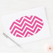Girly roze Chevron Patroon Ovale Sticker (Envelop)