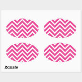Girly roze Chevron Patroon Ovale Sticker (Vel)