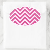 Girly roze Chevron Patroon Ovale Sticker (Tas)