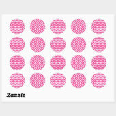 Girly roze Chevron Patroon Ronde Sticker (Vel)
